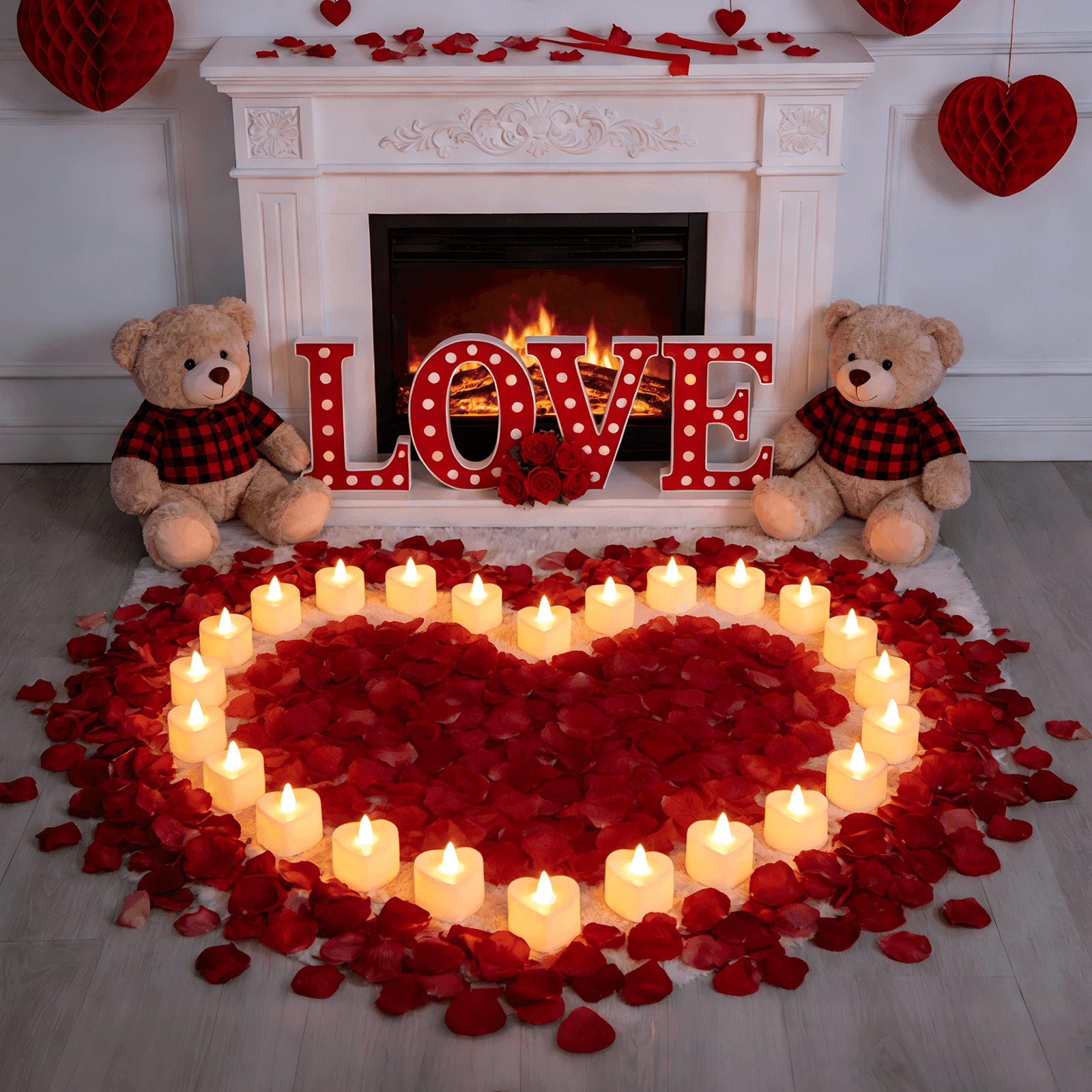 TEMU 24 Velas Románticas en Forma de , Velas LED de Té en Forma de , Vela de Boda a Batería con 1000 Artificiales para Fiestas, Bodas, Día de San Valentín (Forma de )