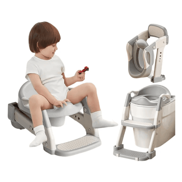 TEMU Asiento Elevador para Inodoro con Escaleras Ajustable, Animales Blancos