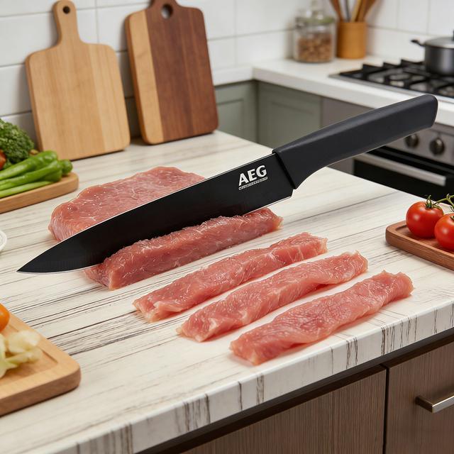 TEMU multiusos de acero inoxidable negro con mango negro, de acero inoxidable de carbono para carne y verduras, de cocina con de carbono, adecuado para cocina, restaurante y uso en exteriores.