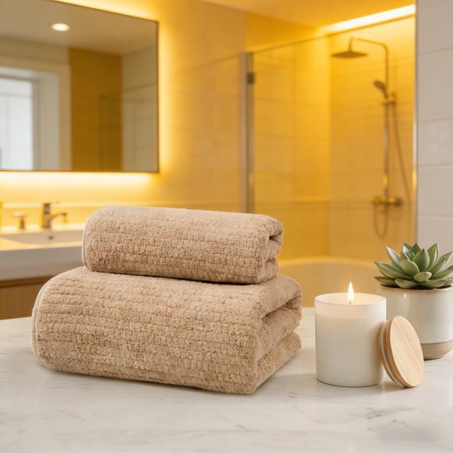 TEMU Juego de toallas de baño de dos piezas: una toalla de baño de vellón de coral y absorbente y una toalla facial y absorbente, adecuado para el hogar, spa y uso , que mide 140 x 75 cm + 35 x 75 cm.