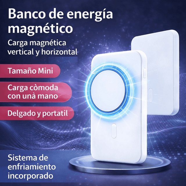 TEMU Power Bank Magnético 3000mAh – Carga Rápida Inalámbrica – Compatible con iPhone – Cargador Portátil Elegante para Oficina, Viajes y Regalo Festivo