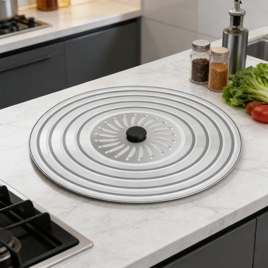 TEMU Tapa Universal para Ollas y Sartenes, Tapa de Acero Inoxidable para Ollas, Adecuada para Ollas de 15 Pulgadas, Tapa para Sartén de Hierro Fundido, 38 Cm.