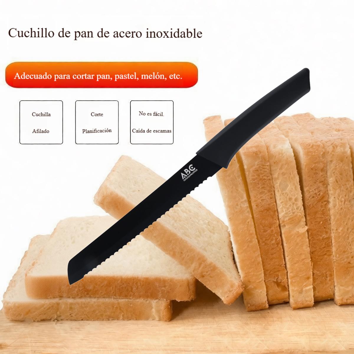 TEMU de pan dentado negro, cortador de pan de ondulada, de pan de acero inoxidable de calidad, de pan , de cocina profesional duradero.