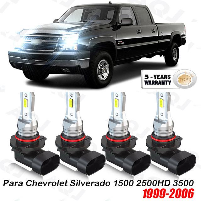 TEMU 4 Paquetes de Bombillas LED 9005 9006 Blancas 6000K, Combo de Luz y , con Silverado 1500 2500HD 3500 1999-2006, Sin Batería