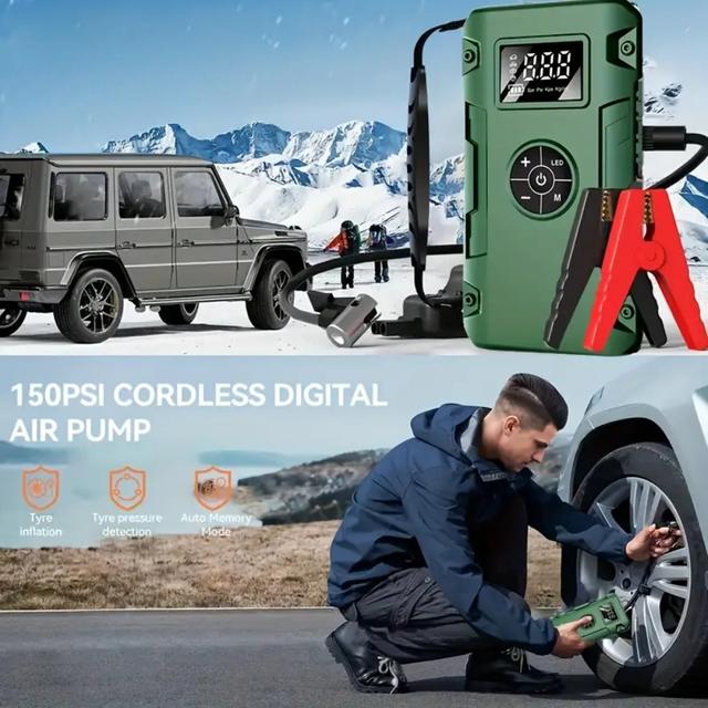 TEMU Bomba de aire portátil 1 para de coche, dispositivo de de emergencia , compresor de aire de 150 PSI, inflador de neumáticos Digital de 12V