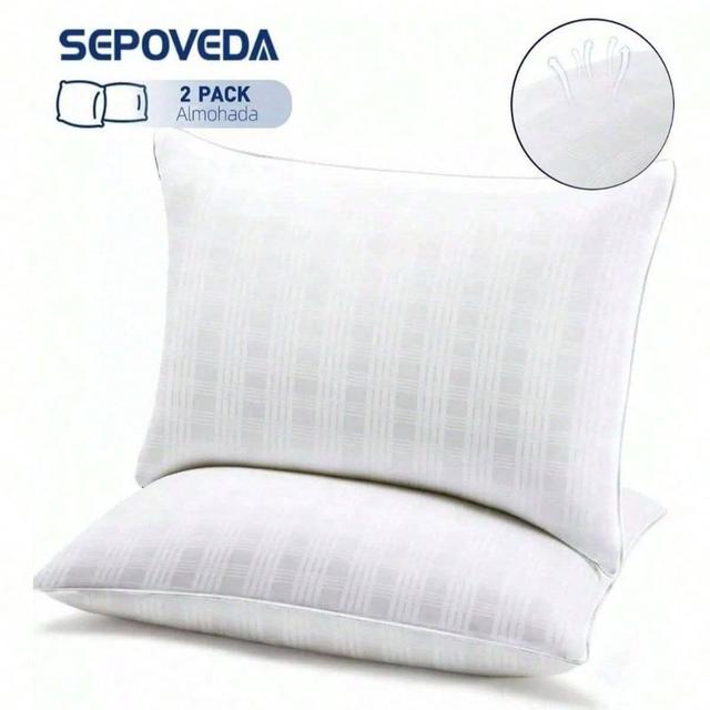 TEMU 2 Almohadas Centrales Blancas Estándar, Almohada y Sencilla para Dormitorio de Hotel