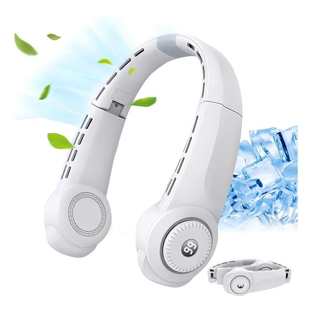 TEMU Ventilador de cuello portátil recargable de 4000 mAh, , silencioso, con pantalla de encendido