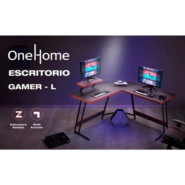 TEMU Escritorio Gaming de Fibra de Carbono para Oficina 130X130X76Cm Escritorio en Forma de L