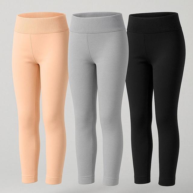TEMU 3 leggings esponjosos 100% térmicos con cintura elástica, polares y cálidos para adolescentes