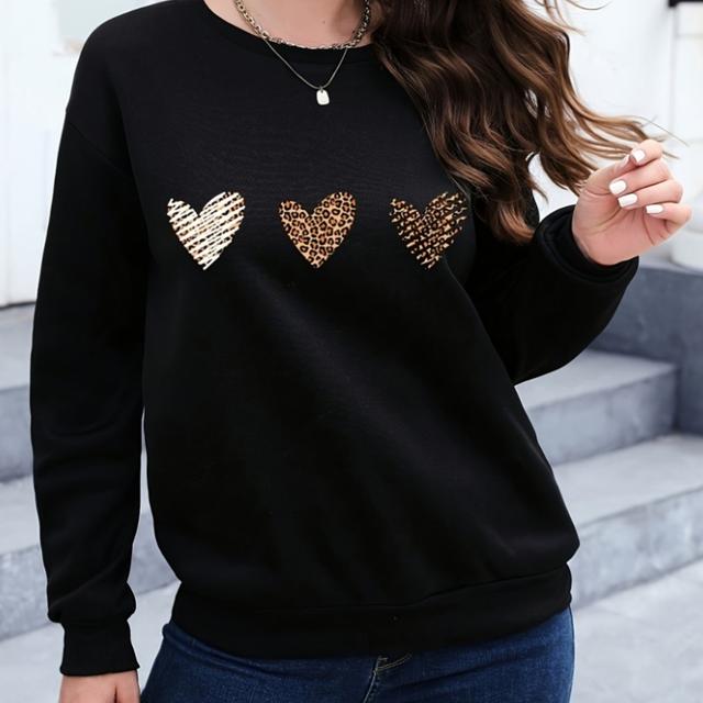 TEMU Mujer004 Sudadera de cuello redondo para mujer invierno sudadera de manga larga cómoda Camiseta de mujer con diseños de corazones , ideal para cualquier ocasión casual