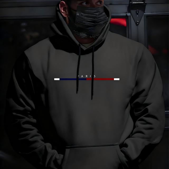 TEMU Man003 Sudadera con Capucha para Hombre, Envío desde México | Sudadera con Logotipo "PARIS" que Colores Clásicos para un Look y .