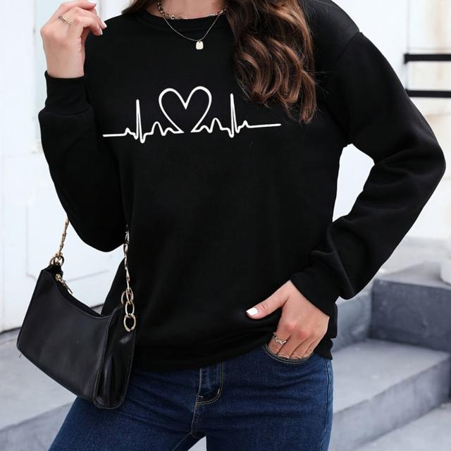 TEMU Suéter de cuello redondo para mujer, invierno, manga larga, , y elegante, camisa con diseño de línea de y , perfecta para cualquier ocasión.