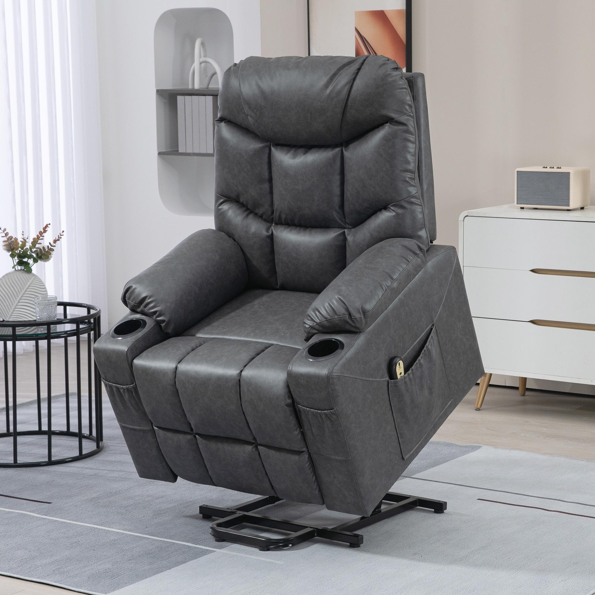 TEMU Chair For Elderly, Pu Leather Upholstered Electric Recliner Chair With Footrest