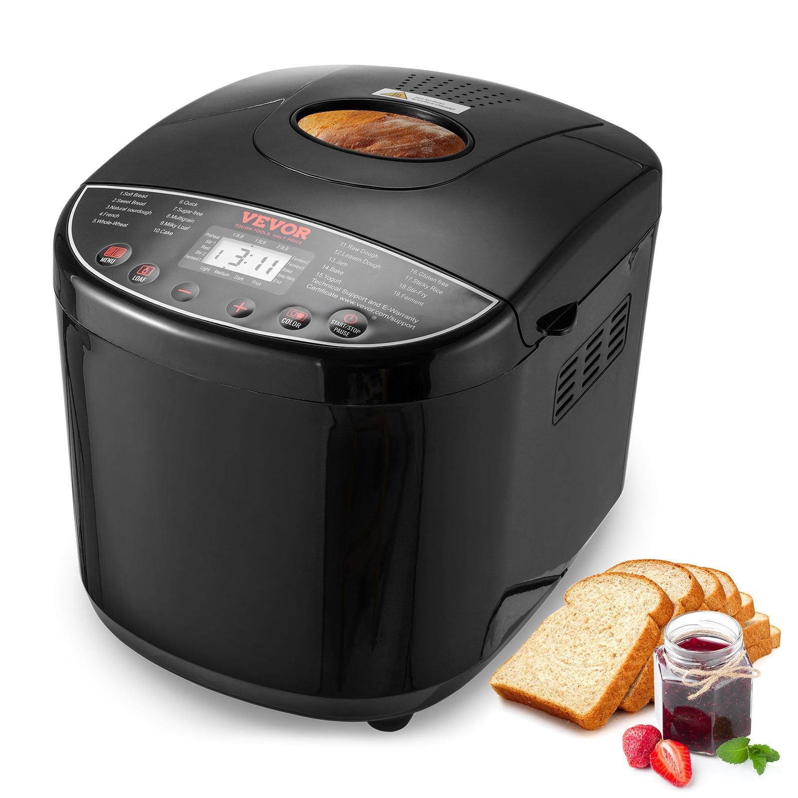 TEMU Vevor 2lb 19-in-1 Bread Maker Automatic Compact Dough Machine Nonstick Inner Pot, Stainless Steel/plastic