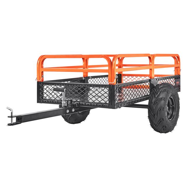 TEMU Vevor Heavy Duty Steel Atv Dump Trailer, 1500-pound Load Capacity 15 Cubic Feet, With Removable Sides And 2 Tires, Tow Behind Dump Cart Garden Trailer, For Mowers, Tractors, Atv, Utv