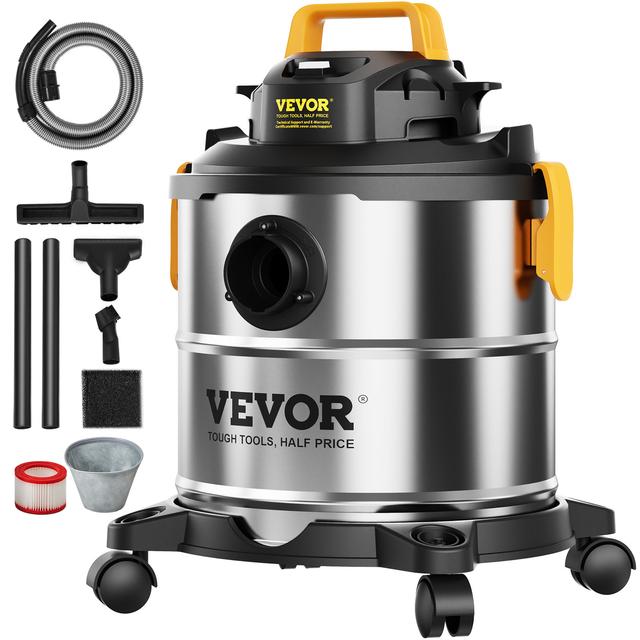 TEMU Vevor Stainless Steel Wet Dry Shop Vacuum, 5.5 Gallon 6 Wet/dry Vac, Powerful Suction With Blower Function With Attachments 2-in-1 Crevice Nozzle, Vac Carpet , Pet