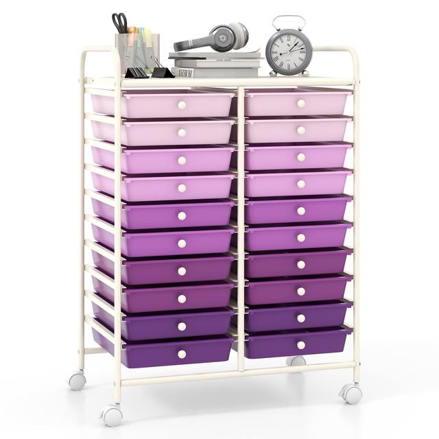 TEMU Costway 20 Drawers Rolling Storage Cart W/wheels, Tools Scrapbook Paper Organizer, Multipurpose Lightweight Cart For School, Office, Home,