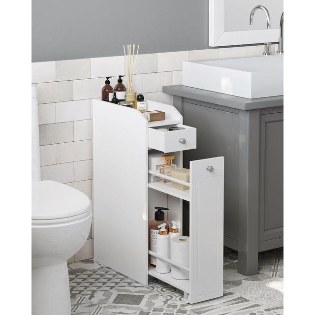 TEMU Small Bathroom Storage Cabinet, Slim Bathroom Storage Organizer, Toilet Paper Storage Cabinet, For Small Spaces, White
