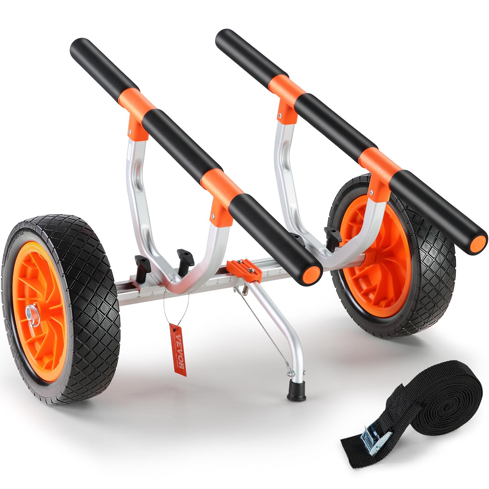 TEMU Vevor Heavy Duty Kayak Cart, 450lbs Load Capacity, Detachable Canoe Trolley Cart With 12'' Solid Tires, Adjustable Width & Nonslip Support Foot, For Kayaks Paddleboards Float Mats Jon Boats