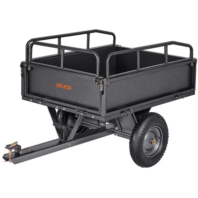 TEMU Vevor Steel Dump Cart 10/17 Cu. Ft 500/600lbs For Atv/utv Trailer Tow Behind Heavy Duty