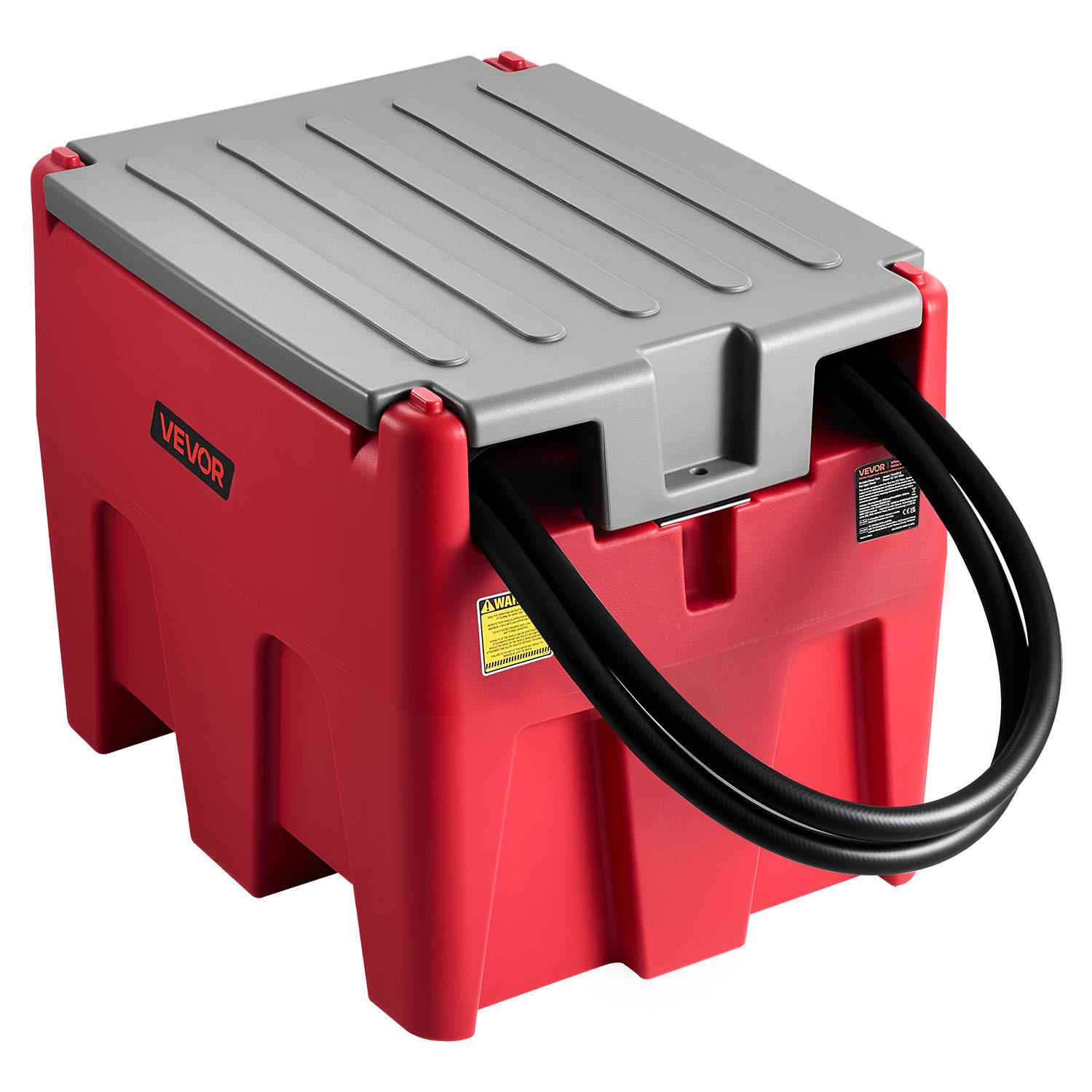 TEMU Vevor Portable Tank 58 Gal Fuel Tank With 12v Transfer Pump Red/black/gray