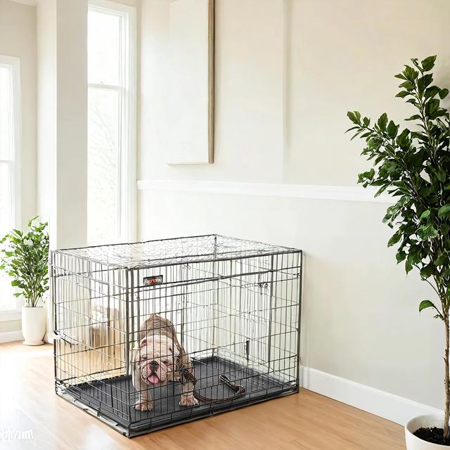 TEMU Dog Crate, 36.4-inch Foldable Dog Kennel With 2 Doors, Adjustable Divider Panel, Removable Tray, L, Black