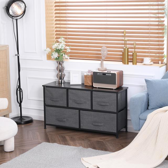 TEMU Linen 5 Drawer Cabinet Organizer Storage Dresser With Metal Frame