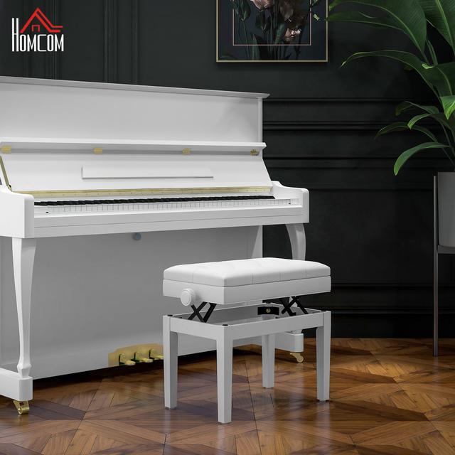TEMU Height Adjustable Piano Bench With Pu Leather Padded