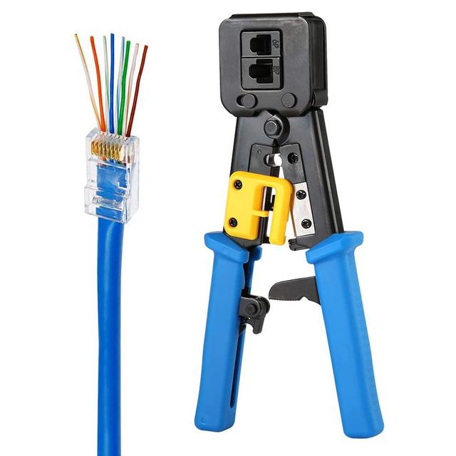 TEMU Rj45 Crimp Tool Pass Through Cat5e Cat6 Crimping Tool For Rj45/rj12 Regular