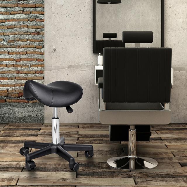 TEMU Height Adjustable Swivel Salon Stool, Leather Stool With Wheels For Hair And Beauty Salons