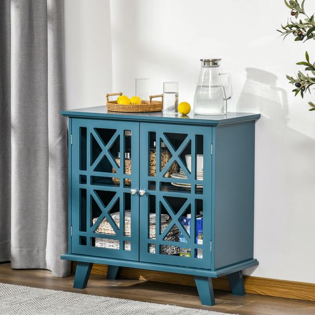 TEMU Storage Cabinet With Fretwork Doors Shelf Modern Sideboard Buffet