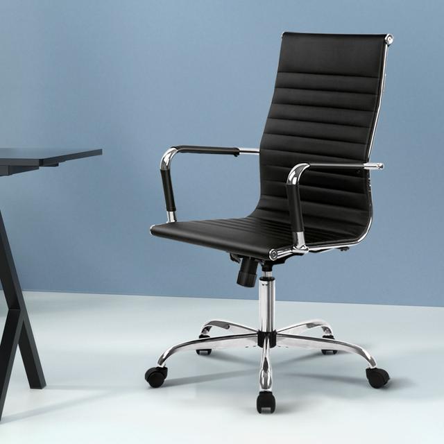 TEMU Artiss Office Chair Conference Computer Desk Chairs Pu Leather High Back Black