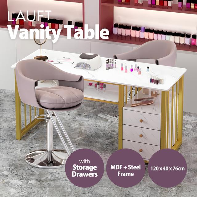 TEMU Running Manicure Table Vanity Table Professional Nail Art Desk Storage 3 Drawer Shelf