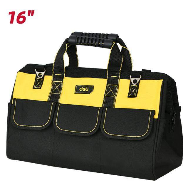 TEMU Deli Tool Bag Oxford Cloth Multifunctional Storage Box Waterproof Large Capacity Repair Tool Kit 16'' Edl430116