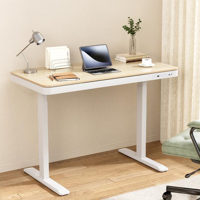 TEMU Artiss Standing Desk Electric Sit Stand Desks Motorised Drawer 120cm Oak