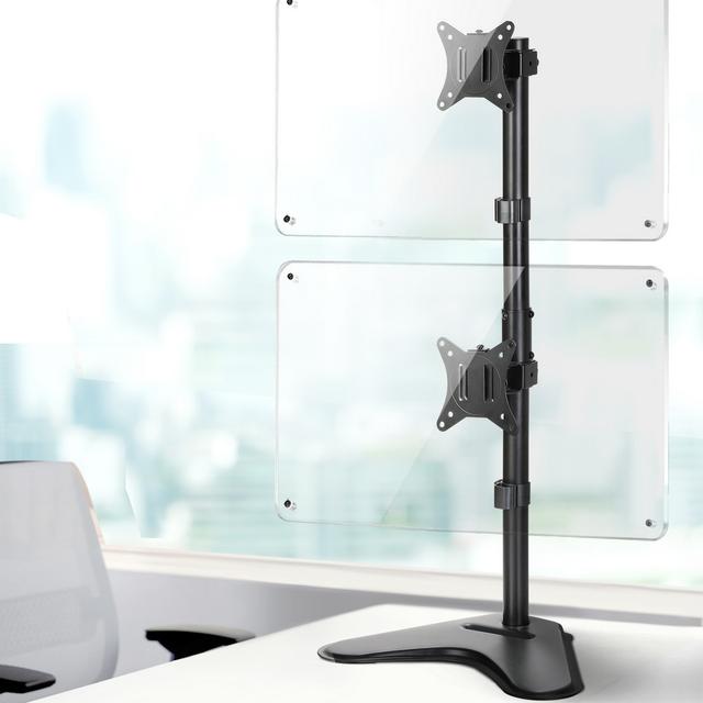 TEMU Artiss Monitor Arm Stand Dual Mount Hd Led Tv Bracket Holder Freestanding Black