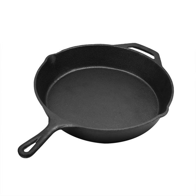 TEMU 30cm Cast Iron Frying Pan Pre- – Deep Round Cooking Pan For Kitchen, Bbq, Camping – Heavy Duty Oven Safe Cookware For Gas, Electric & Induction