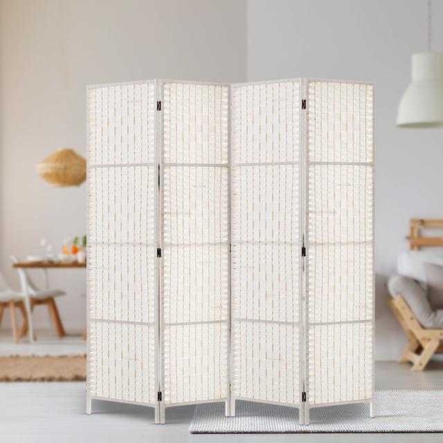 TEMU Artiss 4 Panel Room Divider Screen 163x170cm Woven White