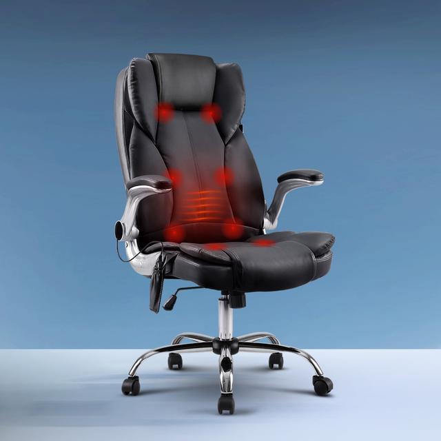 TEMU Artiss Office Chair 8 Point Computer Gaming Chairs Pu Leather Black