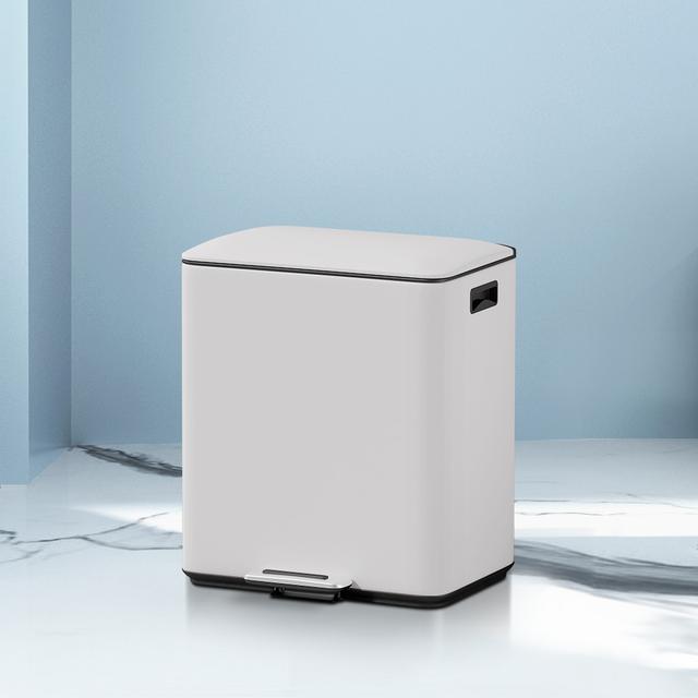 TEMU Cefito Pedal Bins Rubbish Bin Dual Compartment Waste Recycle Dustbins 40l White