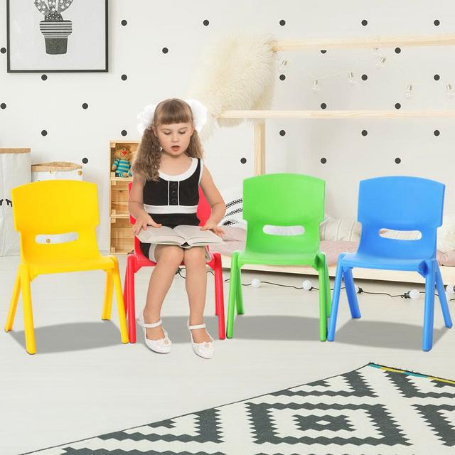 TEMU Keezi Kids Chairs Colourful Toddler Activity School Study Desk Plastic Set Of 4