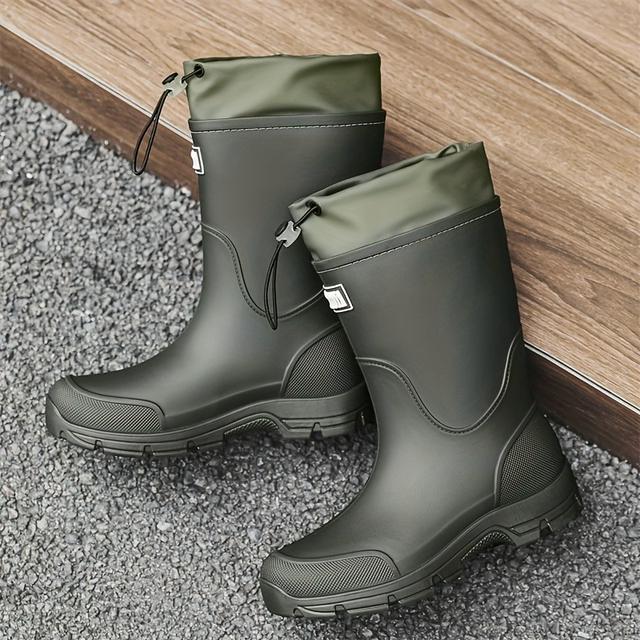 TEMU カップルレインブーツのアップグレードバージョン、屋外用の厚底耐摩耗性ゴム靴、滑り止め軽量、スレインシューズ、潮追い靴