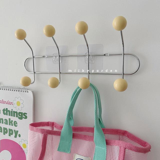 TEMU 로즈소녀하우스 우드볼 무타공 벽걸이 행거 코트랙 가방 모자 후크 걸이