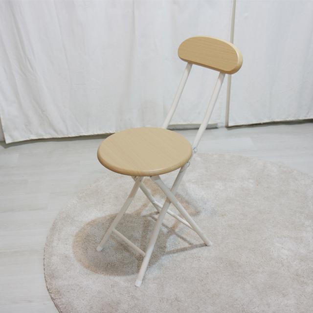 TEMU EASY LIFE 원형 우드 등받이 스툴 휴대용 간이 접이식 의자 보조 폴딩 체어