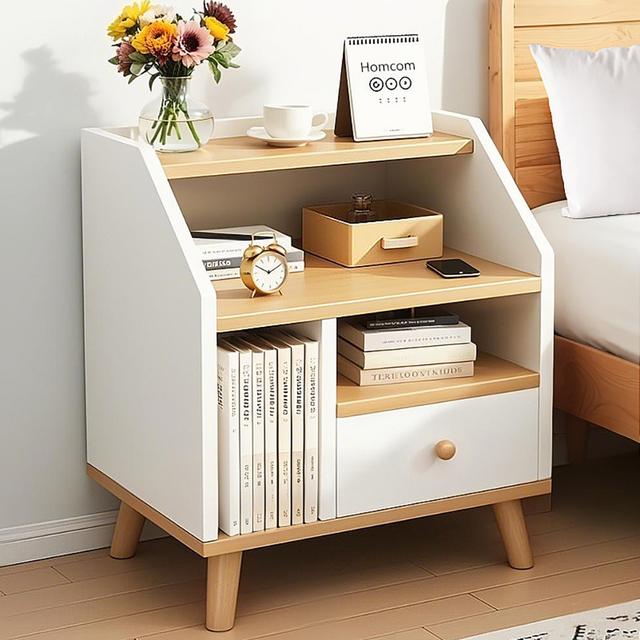 TEMU VIIWII 3층 협탁 거실 서재 침대 옆 인테리어 서랍장 다용도 수납장, 서랍 1개 포함,대용량 심플 모던 사이드 테이블 (원룸/사무실/거실/침실 수납용) - 쉬운 조립+다기능+고급 원목 다리 - 크리스마스 선물|신혼 선물|집들이 추천 선물