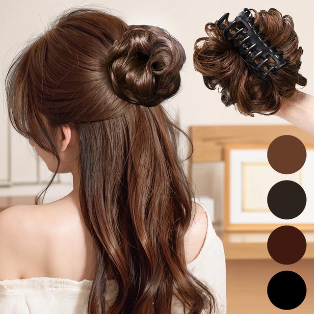 TEMU 볼륨 올림머리 가발 집게핀, 헤어핀, 여성 똥머리 머리핀, 자연스러운 컬러 웨이브, 묶음 가발 집게삔, 펌 가발 헤어 클립, 업스타일