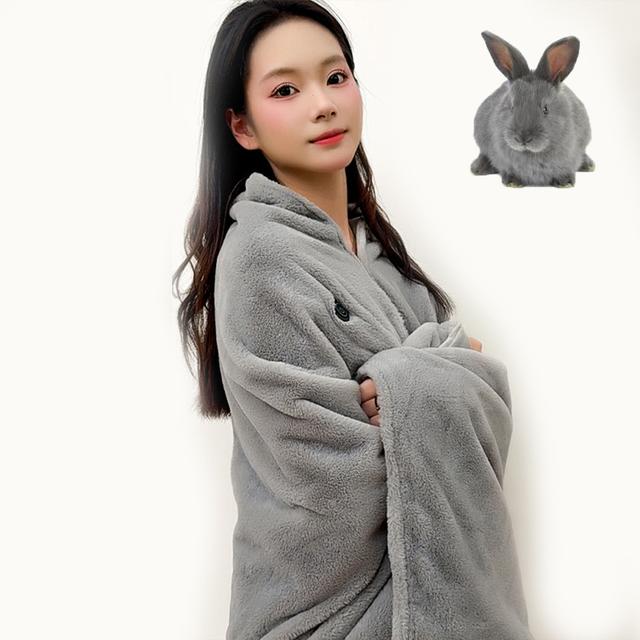 TEMU 인조 토끼털 전기담요 극세사 휴대용 지퍼형 3단계 온도 조절 USB 1인용 온열담요