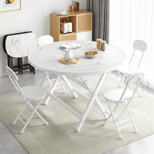 TEMU 스틸 폴딩 라운드 테이블 - 내구성이 뛰어나고 공간 절약형 디자인으로 작은 공간에 적합한 식탁, 발코니 및 아웃도어 용품