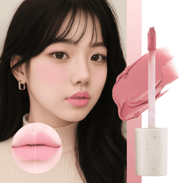 TEMU 올인원 무광 립스틱 립타투 누드립 입술컬러보정 베이스/블러셔/립스틱 묻어남없는 안지워지는틴트 추천 퓨어 핑크