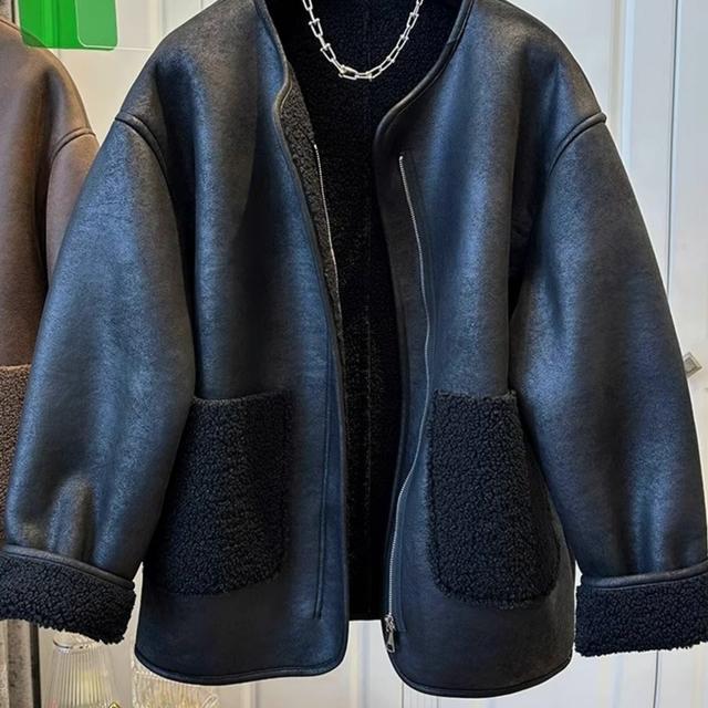 TEMU 여성용 블랙 코트 겨울 루즈핏 고급 레트로 따뜻한 탑